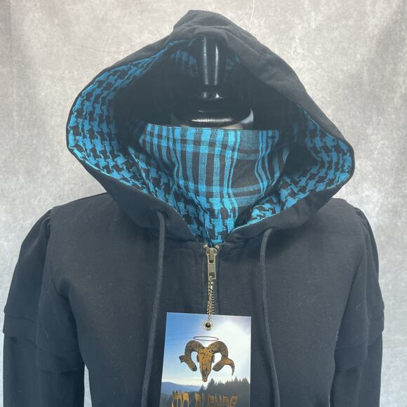 Mo Blends Global Gear Womens M Hood Sweater Jacket Streetwear Dark Academia Goth - Picture 3 of 11